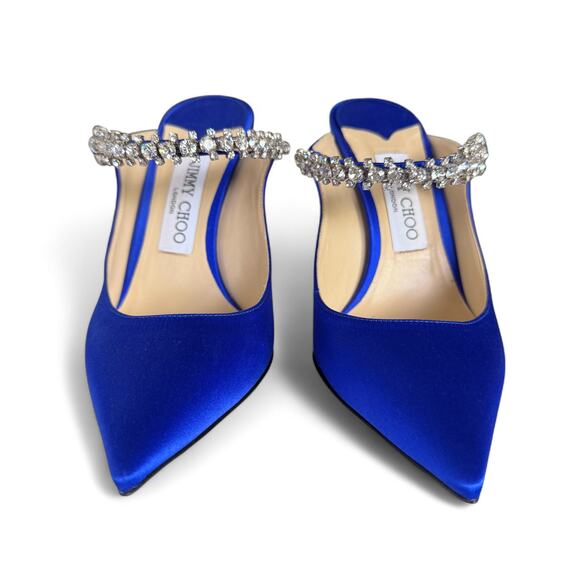 Jimmy Choo‎ Bing 100 Satin Crystal-Strap Mules Size 38 - Picture 2 of 12